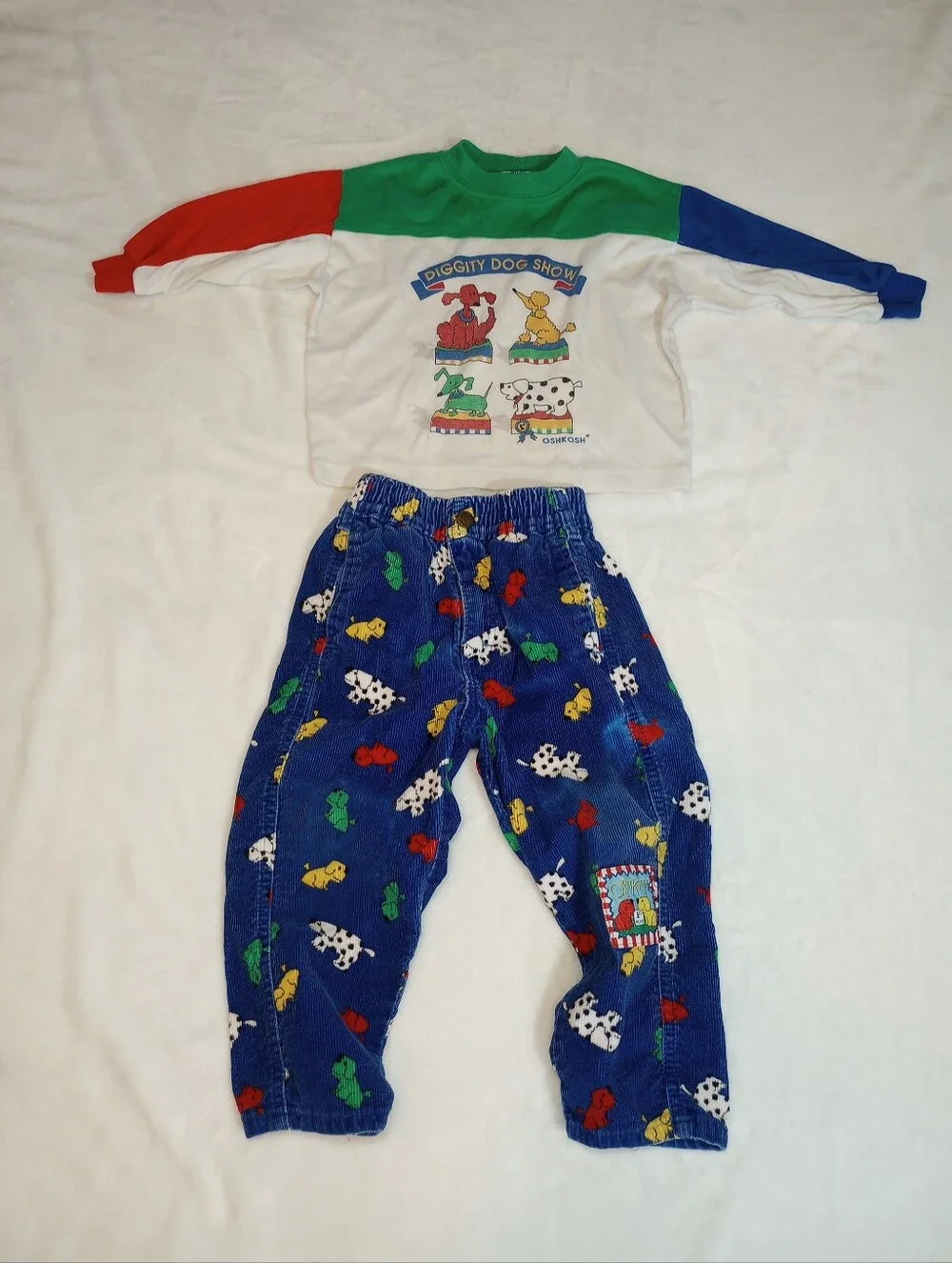 Oshkosh B'gosh Kennel Club Diggity Dog Show Outfit Corduroy Pants Retro 80s Vtg